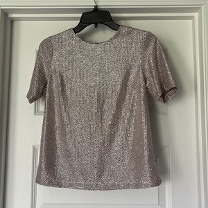 Monteau Silver Pinkish Tone Metallic Blouse Small